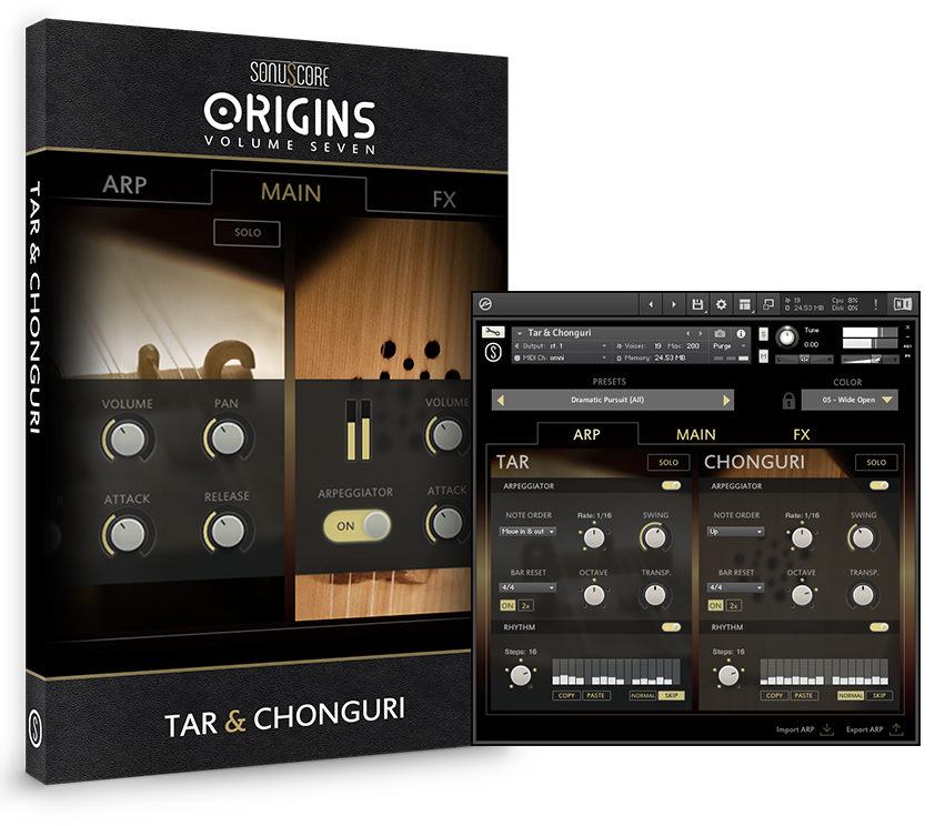 Origins Volume Seven Tar and Changori by Sonuscore - Packshot and GUI