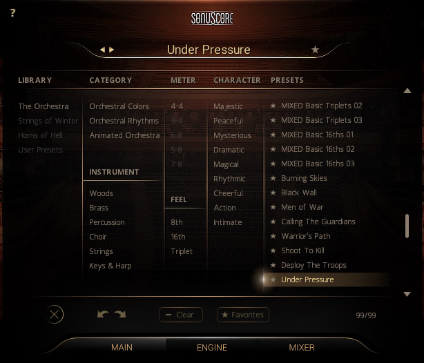 The Orchestra Essentials Preset Browser